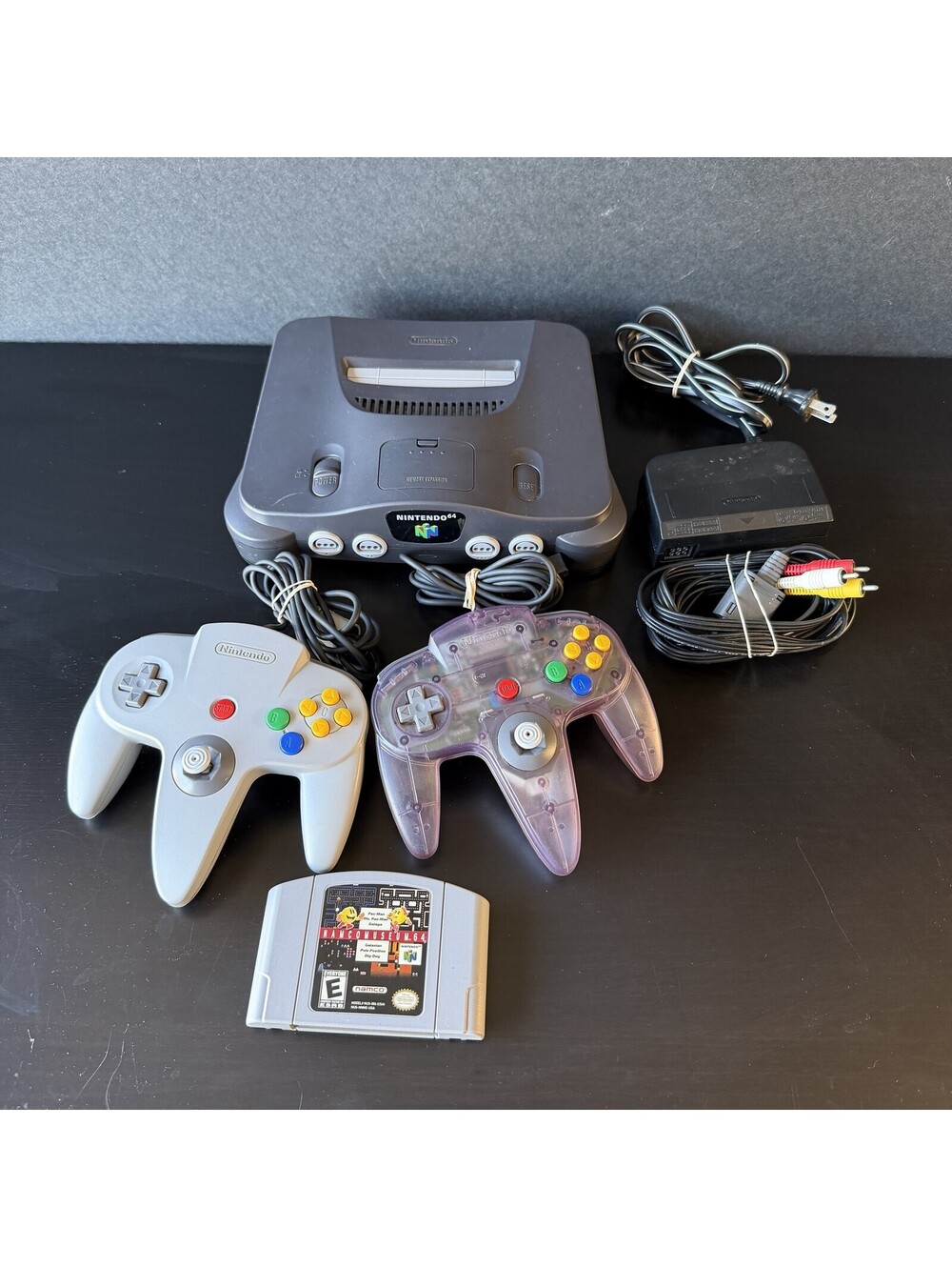 Nintendo 64 Console Bundle F-61 Grey & Atomic Purple Controllers + Namco Museum